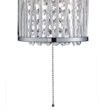 Searchlight Elise - wandverlichting met trekschakelaar - 15 x 17 cm - chroom