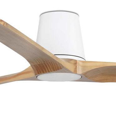 Faro Heywood Tub L Tuya Smart - plafondventilator - Ø 132 cm - mat wit en pino