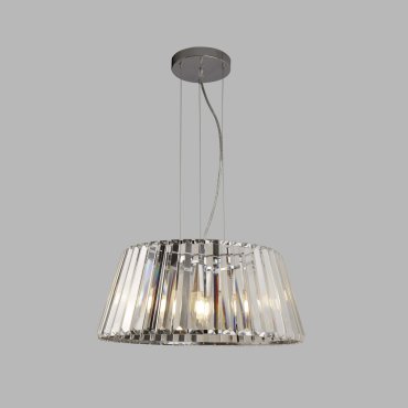 Searchlight Tiara - hanglamp - Ø 47 x 150 cm - chroom en transparant