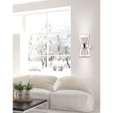 Nova Luce Boccale - wandverlichting - 12,6 x 12 x 18 cm - 2 x 33W halogeen incl. - chroom en transparant