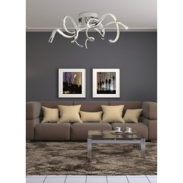 Searchlight Twirls - plafondverlichting - Ø 75 x 25 cm - 38W LED incl. - chroom