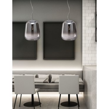 Nova Luce Oliverio - hanglamp - Ø 33 x 120 cm - gerookt glas en chroom