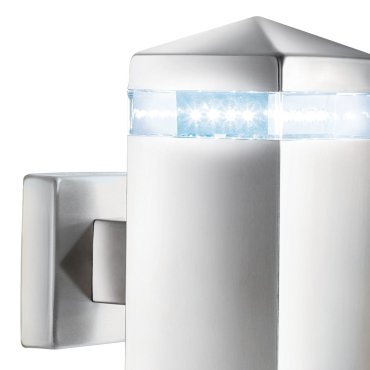 Searchlight India - buiten wandverlichting - 8 x 18 cm - 2W LED incl. - IP44 - satijn zilver
