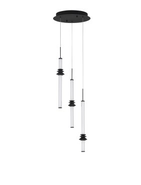 Nova Luce Stalactite - hanglamp - Ø 35 x 170 cm - 18W dimbare LED incl. - zandzwart