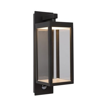 Lucide Clairette - buiten wandverlichting met bewegingsmelder - 12 x 38 x 16,7 cm - 13W LED incl. - IP54 - antraciet