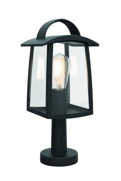 Lutec Kelsey - sokkelverlichting  17 x 15 x 40 cm - IP44 - transparant glas - zwart