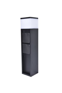 Lutec Mains - tuinpaal met stopcontacten - slimme verlichting - 8 x 8 x 36,7 cm - 11W LED incl. - IP44 - zwart - 2 zijdelingse stopcontacten (Nederlandse versie)