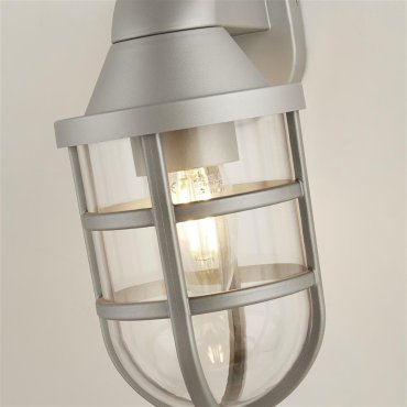 Searchlight Seaside - buiten wandlamp - 11 x 21 cm - IP44 - zilver