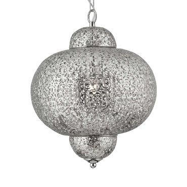 Searchlight Fretwork - hanglamp - Ø 29 x 88 cm - glanzend nikkel