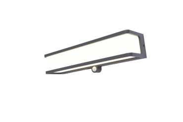 Lutec Doblo - buiten wandverlichting op zonne-energie met bewegingsmelder - 9,1 x 35 x 9 cm - 16,5W LED incl. - IP44 - donkergrijs