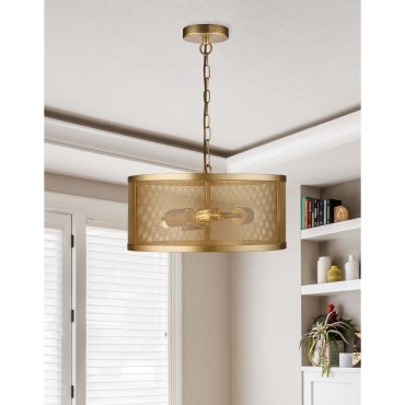 Searchlight Fishnet - hanglamp - Ø 45 x 150 cm - mat goud