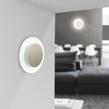 Century Italia Push &amp; Go - wand- en plafondlamp - Ø 22,8 x 4 cm - 20W LED incl. - IP65 - wit met goud