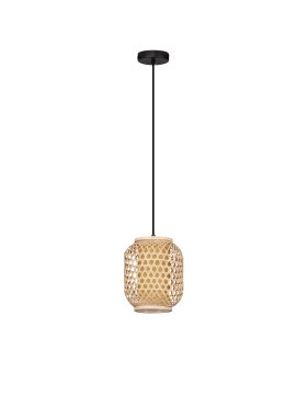 Nova Luce Asma - hanglamp - Ø 20 x 150 cm - rotan en zandzwart