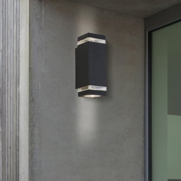 Searchlight Austin - buiten wandlamp - 8 x 24 cm - IP44 - zwart