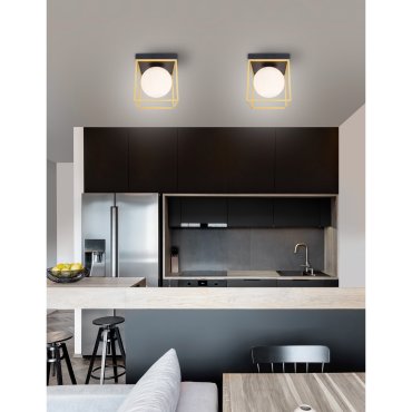 Nova Luce Juliet - plafondverlichting - 45 x 45 x 20 cm - messing, opaal wit en zwart