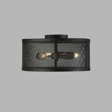 Searchlight Fishnet - plafondverlichting - Ø 45 x 21 cm - mat zwart