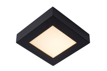Lucide Brice-Led - plafondverlichting - 16,8 x 16,8 x 3,9 cm - 15W dimbare LED incl. - IP44 - zwart