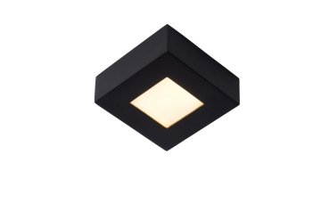 Lucide Brice-Led - plafondverlichting - 10,8 x 10,8 x 3,9 cm - 8W dimbare LED incl. - IP44 - zwart