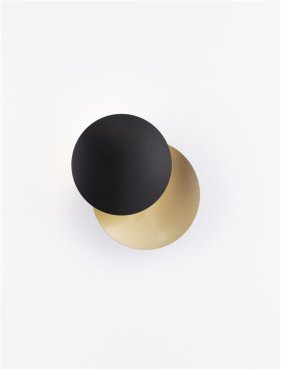 Nova Luce Shell - wandlamp - Ø20 x 11 cm - 7W LED incl. - zwart &amp; goud