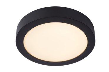 Lucide Brice-Led - plafondverlichting - Ø 24 x 3,9 cm - 15W dimbare LED incl. - IP44 - zwart