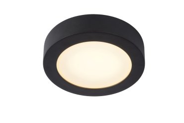 Lucide Brice-Led - plafondverlichting - Ø 18 x 3,9 cm - 11W dimbare LED incl. - IP44 - zwart