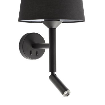Faro Savoy - wandverlichting met schakelaar - 23 x 26,5 x 49,9 cm - 3W LED incl. - mat zwart