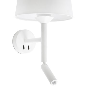 Faro Savoy - wandverlichting met schakelaar - 23 x 26,5 x 49,9 cm - 3W LED incl. - mat wit
