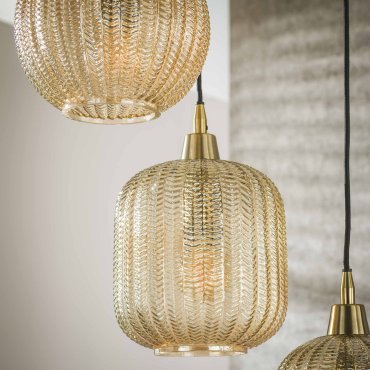Vico Pattern Stepped - hanglamp - Ø 40 x 180 cm - amber