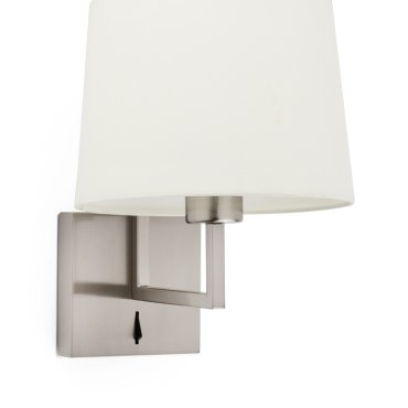 Faro Frame - wandverlichting met schakelaar - 21,5 x 28 x 17,6 cm - beige en mat nikkel