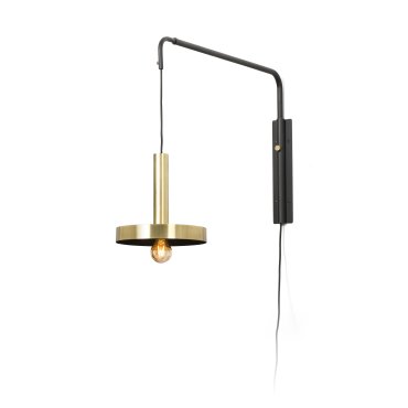 Faro Whizz - wandverlichting - 120 x 25 x 50 cm - satijn goud en zwart