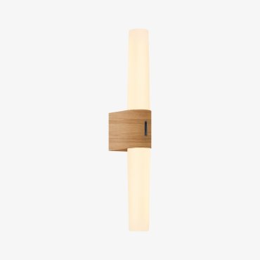 Nordlux Helva Double Basic - wandverlichting - 10,6 x 5,7 x 42,5 cm - 9W LED incl. - IP44 - houtfolie