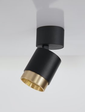 Nova Luce Spectre - opbouwspot - Ø 6,5 x 12 cm - 10W LED incl. - instelbare lichtbundel - zwart/goud