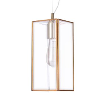 Nova Luce Flavio - hanglamp - 32 x 13 x 130 cm - transparant en antiek messing