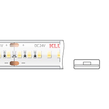 KLUS LED strip - 1,2 cm breed, 500cm lengte - 24Vdc - dimbaar - 4,8W LED per meter - 240 LEDs per meter - IP65