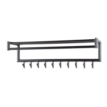 Vico Tubo - kapstok met wandschap - 100 x 27 x 30 cm - mat donker grijs