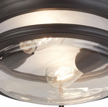 Searchlight Glasgow - plafondlamp - Ø 35 x 14,5 cm - IP44 - zwart en transparant