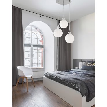 Nova Luce Odell - hanglamp - Ø 37 x 120 cm - opaal en chroom