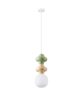 Nova Luce Clio - hanglamp - Ø 18 x 215 cm - groen, geel, wit en opaalglas