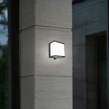 Lutec Doblo - buiten wandverlichting op zonne-energie met bewegingsmelder - 17 x 15 x 9 cm - 12W LED incl. - IP44 - donkergrijs