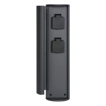 Lucide Powerpoint - paaltje met stopcontacten - 10 x 10 x 40 cm - IP44 - zwart - 2-pins aarde-aansluitingen (Belgische versie)
