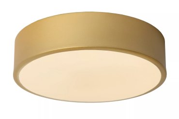 Lucide Unar - plafondverlichting - Ø 20 x 5 cm - 12W dimbare LED incl. - 3 stappen dimmer - mat goud