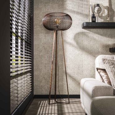 Vico 3 Leg Copper Twist - vloerlamp - 170 cm - koper