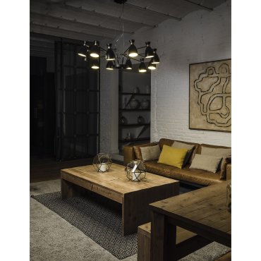 Faro Retro - hanglamp - Ø 132 x 45 cm - zwart en goud