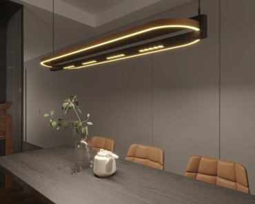 Maxlight Singapur - hanglamp - 123 x 30 x 190 cm - 80W LED incl. - zwart en koffie