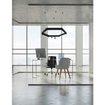 Nova Luce Buxton 03 - honingraat onderdeel voor magnetisch opbouw/pendel profiel - 47,4 x 6,2 x 7,5 cm - zwart