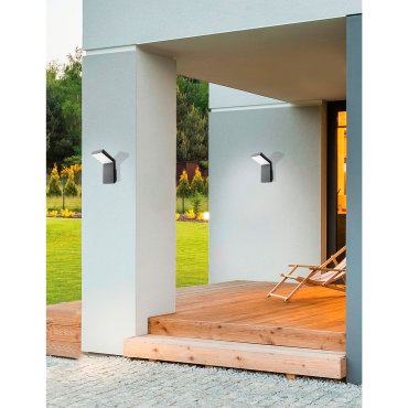 Nova Luce Park - buiten wandlamp - 8 x 14 x 18 cm - 6W LED incl. - IP54 - donkergrijs