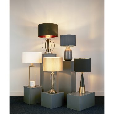 Searchlight - tafellamp - Ø 18,5 x 58 cm - zwart en goud