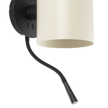 Faro Guadalupe - wandverlichting - 17 x 23,5 x 42 cm - 1W LED incl. - zwart en beige