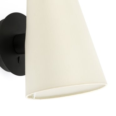 Faro Lupe - wandverlichting - 10 x 23,5 x 23 cm - beige en zwart