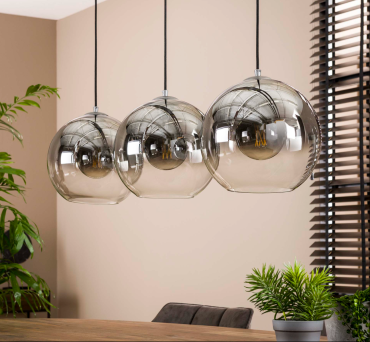 Vico Bubble Shade - hanglamp - 115 x 30 x 150 cm - gerookt glas